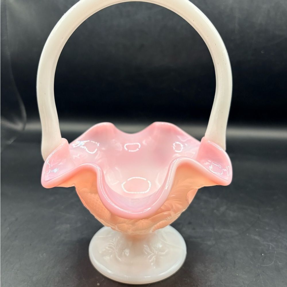 Fenton Rosalene Pink Strawberry Glass Basket